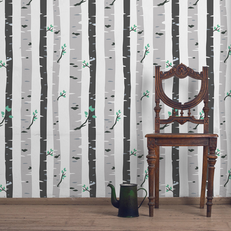 Lamm 1.8m x 1.2m Peel and Stick Wallpaper Tile, Black/Grey