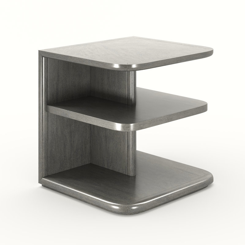 Cannello Floor Shelf End Table with Storage, Argento