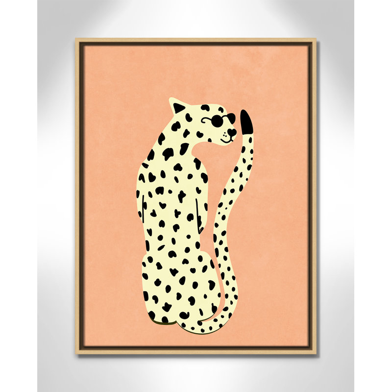 Motif de guépard «Cool» par Oltmanns, L 29,5 po x H 41,5 po, Framed Print, Grain de bois naturel