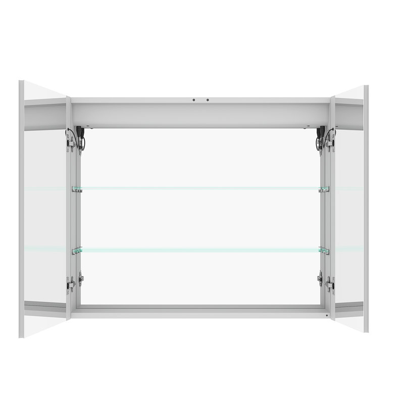 Armoire de salle de bain 36 po x 30 po avec miroir de brouillard - meuble-lavabo à DEL, portes doubles, contrôle de luminosité 3000k 6000k, porte de pharmacie avec rangement et zone de couleur réglable