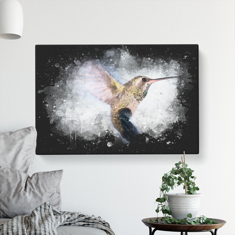 Flying Hummingbird Bird - Wrapped Canvas, 60cm H x 91cm W x 3cm D