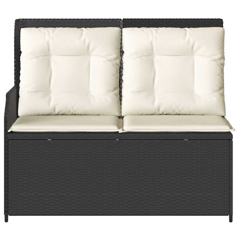Poly Rattan Outdoor Bench, Cream, Black