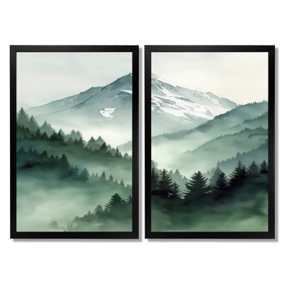 «Morocco Morning Mist Berber Mountains - Mountains Snow», impressions encadrées, paysage vert, art mural sur toile 2 pièces