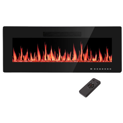 Braegger Recessed & Wall Mounted Electric Fireplace, Remote Control w/ Timer, Adjustable Flame Color & Speed