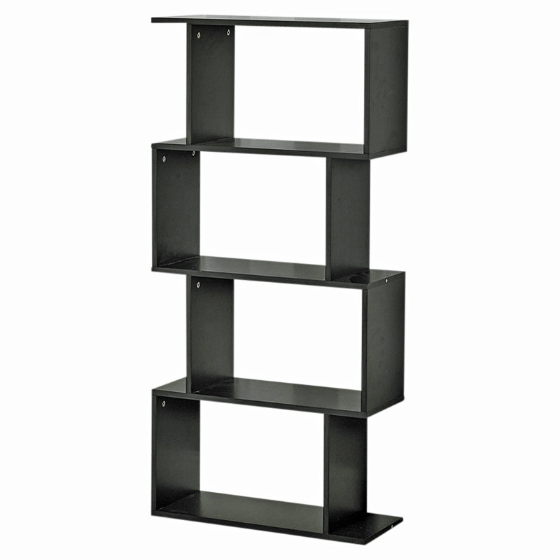 Tashia 127.5cm H x 60cm W Geometric Bookcase, Black