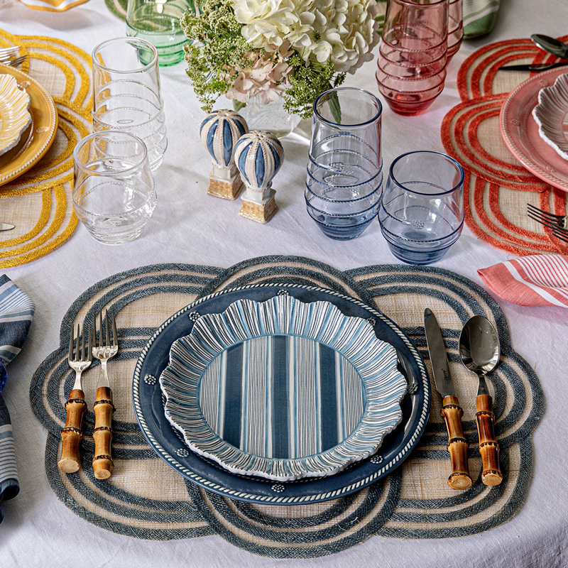 Cabana Stripe Melamine Dessert/Salad Plates, Ocean
