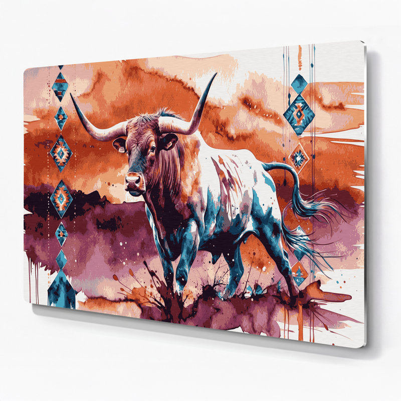 «Southwestern Cowboy Ranch Animal» 77, art mural en métal rose, H 240 po x l 360 po x P 0,05 po