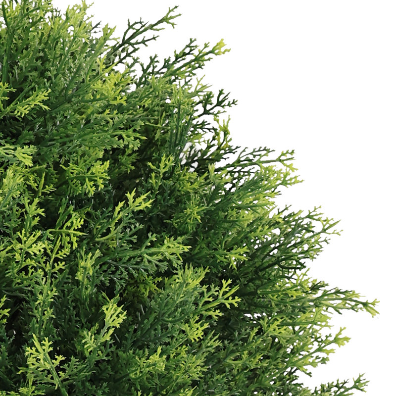 24 Inch Artificial Cedar Topiary Ball Trees With Ground Spike
