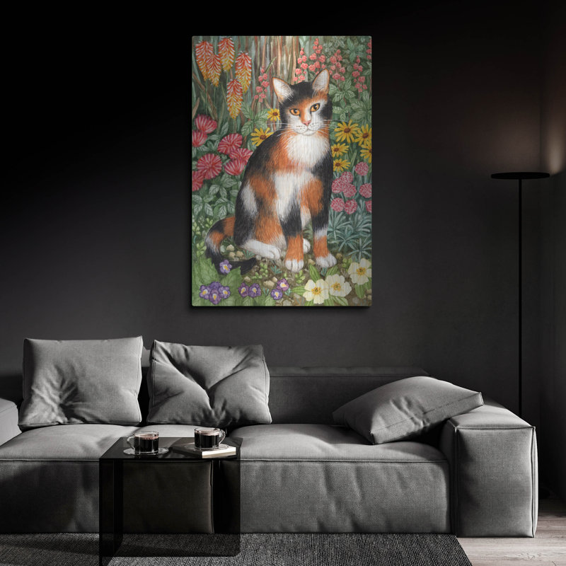  «Summer Tortoiseshell Cat» par Gale Pitt, art mural en métal, 24 po x 36 po