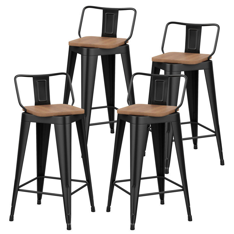 Metal Swivel Counter And Bar Stools, Bar Stool (30” Seat Height), Matte Black