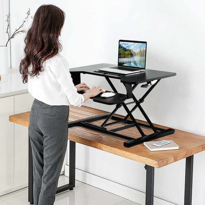 Geirrod Adjustable Height Iron Standing Desk Converter, Black