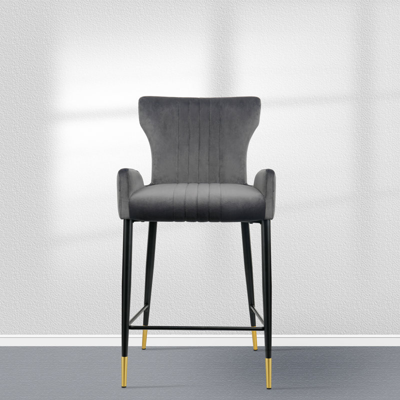 Upholstered Counter Stool with Metal Frame