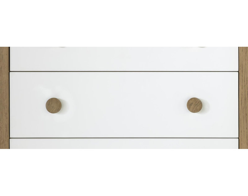 Commode Henry de style transitionnel, 6 tiroirs, fini bicolore, 132 cm de large