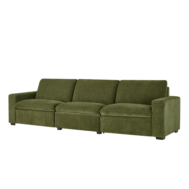 Three-Seat Modular Power Recliner Sofa With Zero-Wall Technology, Green