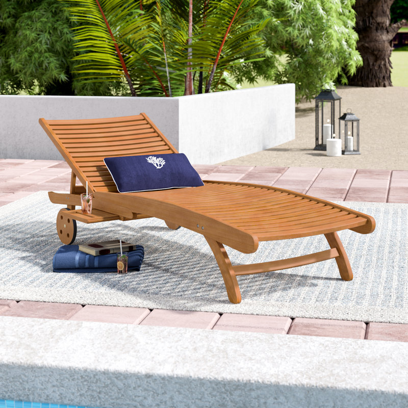 Ponce Outdoor Yellow Balau Wood Chaise Lounge, Oil Stain