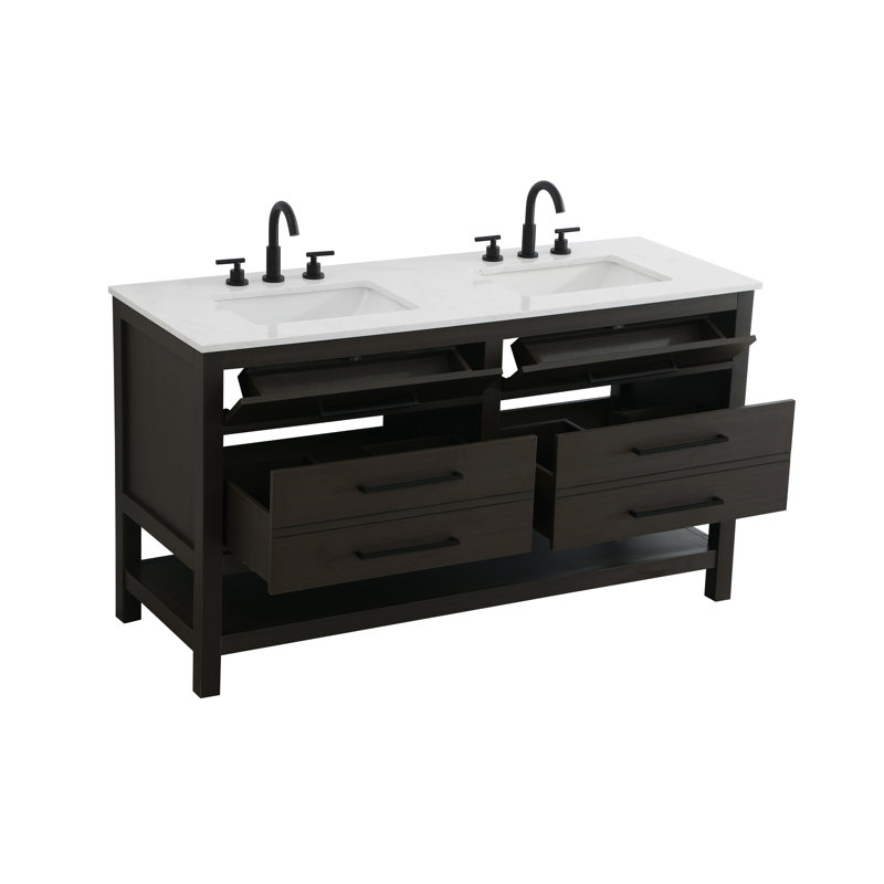Meuble-lavabo double 60 po_Moderne_VF60560, Brun moka