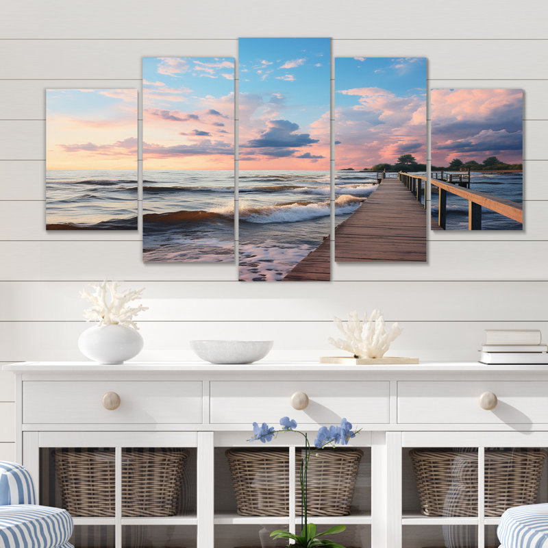 «Pier Serene Horizon II», reproduction d'art sur le quai côtier - 5 panneaux