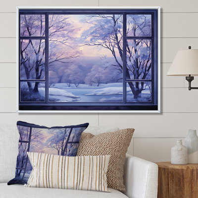 «Purple River Winter Windows IV - Winter Landscape», art mural
