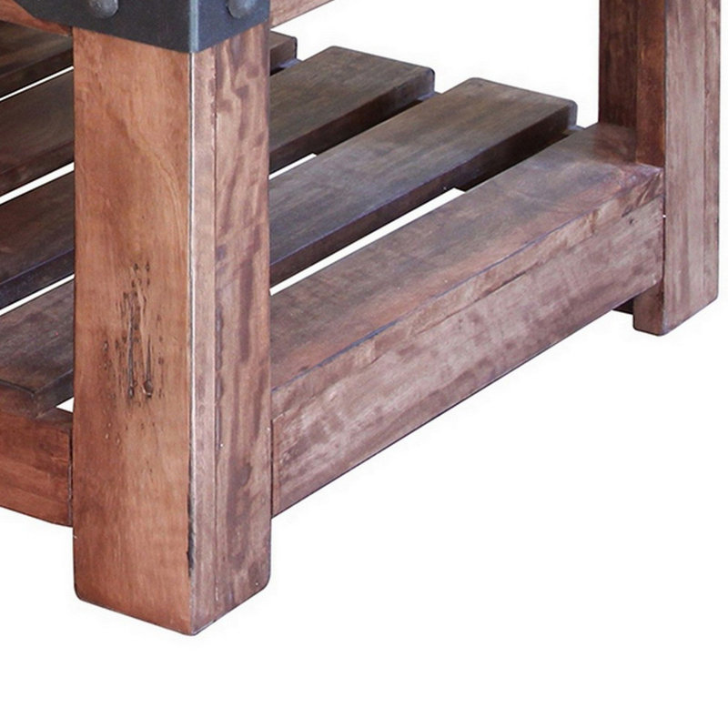 Table de bout en bois massif avec rangement Bromborough
