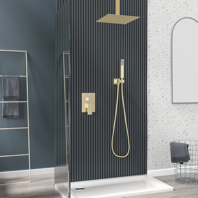 Pressure-Balanced Complete Shower System with Rough in-Valve, Gold