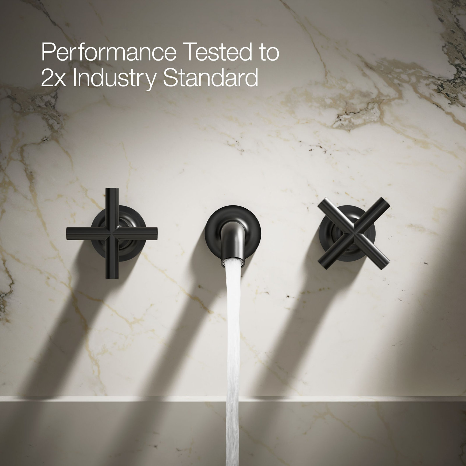 Purist Wall-Mounted Bathroom Faucet, Cross Handle, Matte Black