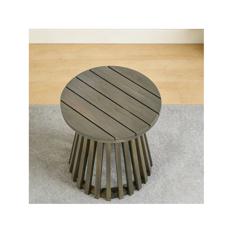 Outdoor Acacia Wood Patio Side Table, Grey