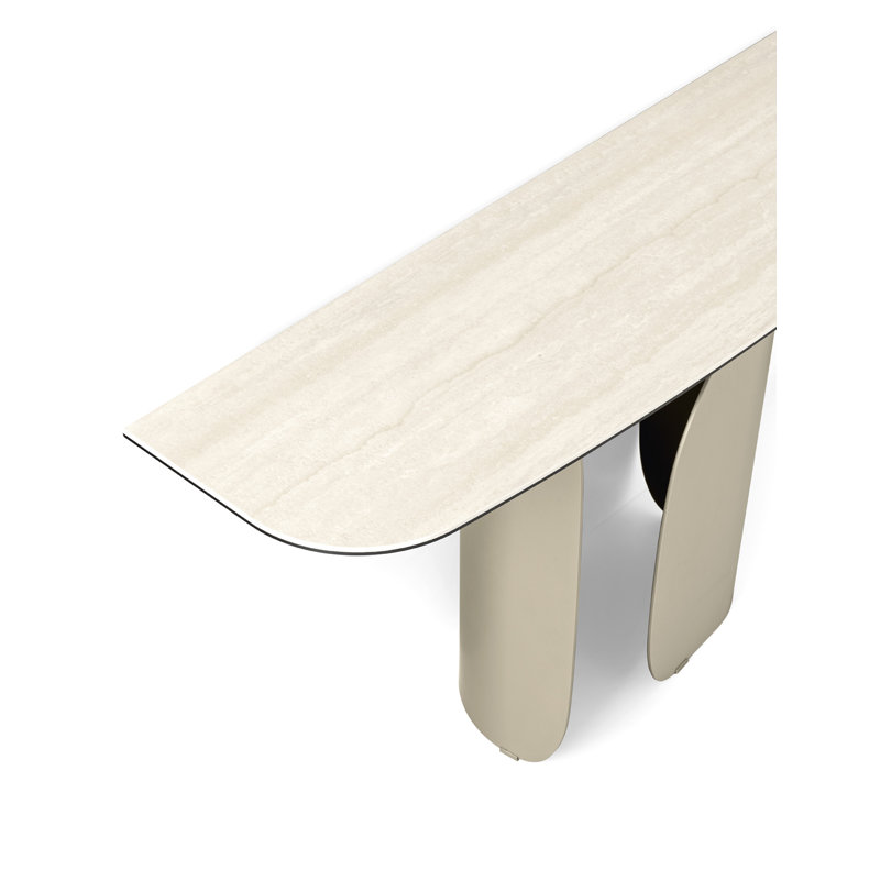 Twins Consoles, Matt Pearl Beige, White Travertino