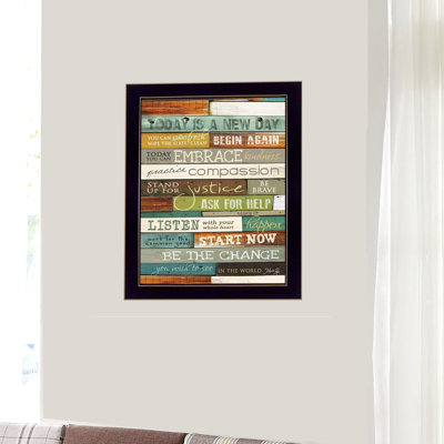 «Today is a New Day» par Marla Rae, reproduction d'art textuel sur papier encadré