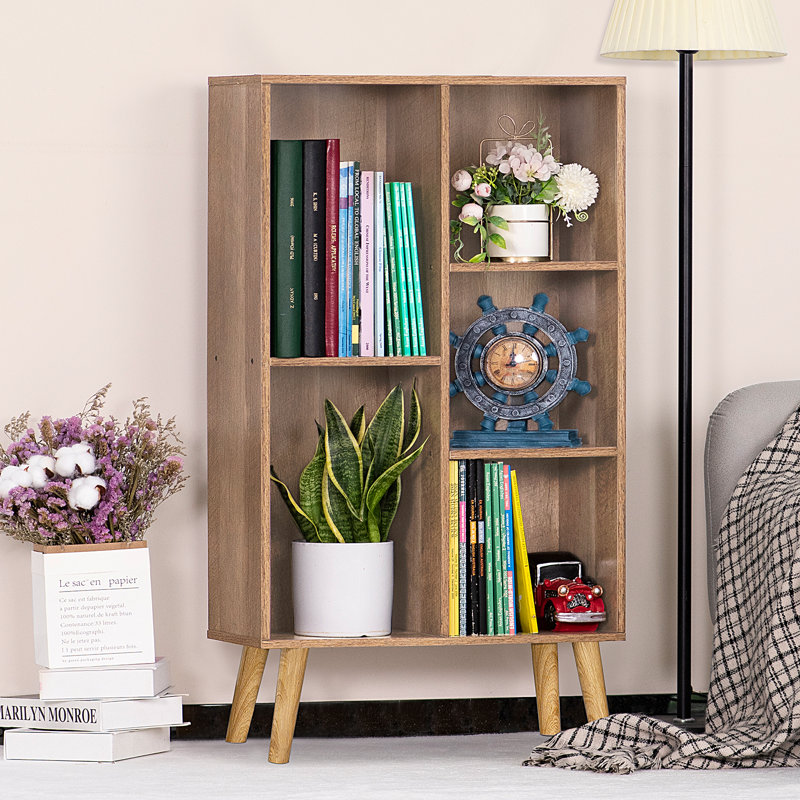 5 Cube Bookshelf 3-Tier Bookcase With Legs,Book Shelf Cute Storage Organizer,Free Standing Open Toy Shelves Wood Bookshelves,Display Bookcases For Bedroom,Living Room