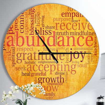 Horloge murale Abondance Gratitude Joy Heart