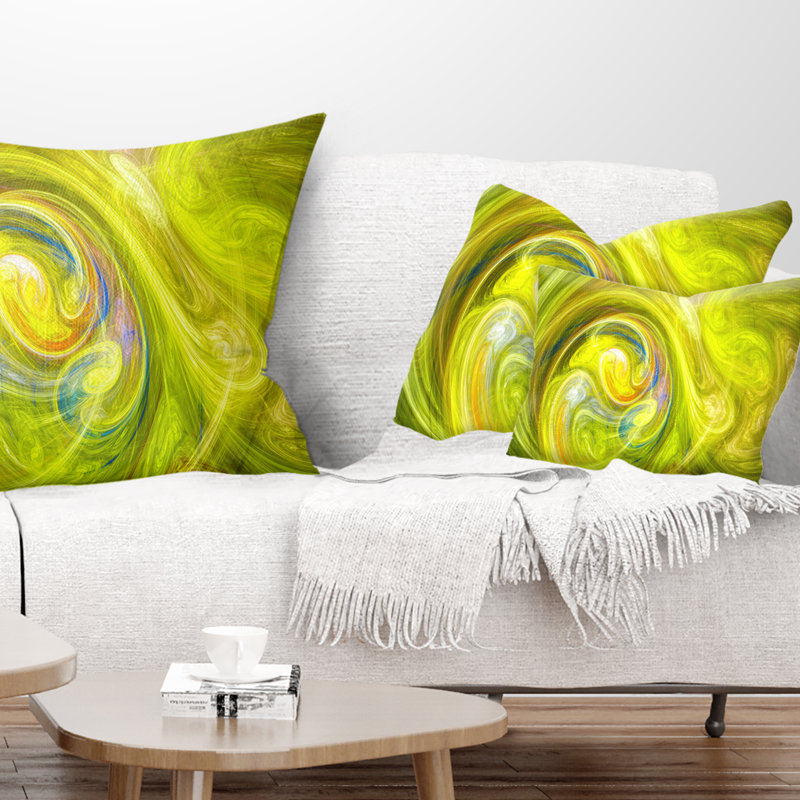 Abstrait jaune fractal - coussin imprimé abstrait