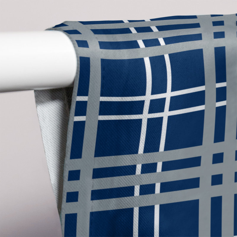 Panneau de rideau simple diaphane avec passe-tringle, Blue/White/Gray Dark