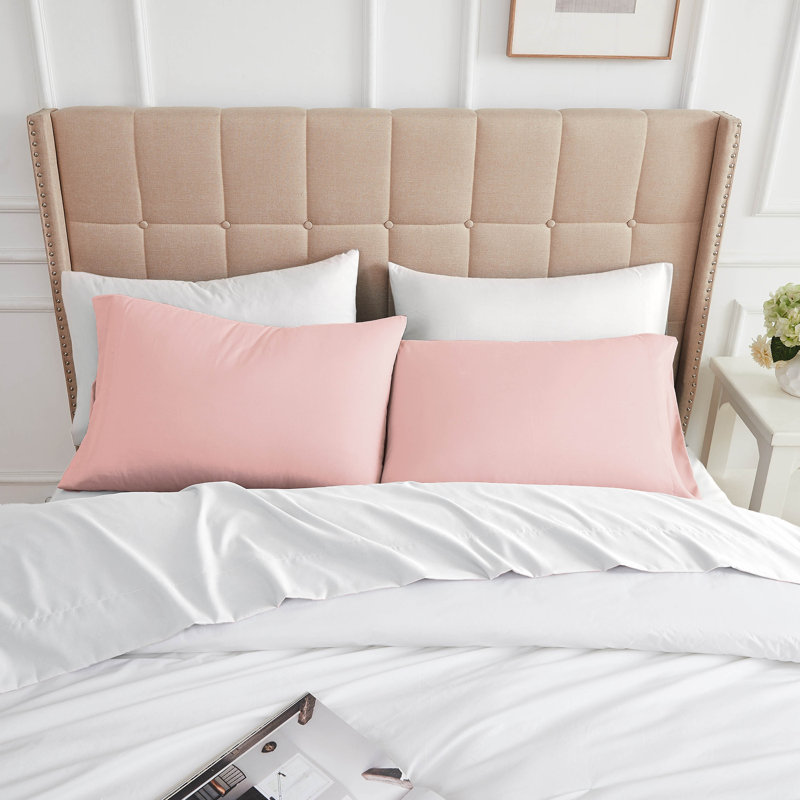 Ensemble de 2 taies d'oreiller Southshore Fine Linens Vilano Springs, rose, en microfibre doublement brossée 110 g/m² avec fermeture portefeuille, infroissable et lavable à la machine, 2 taies d'oreiller, format King/California King