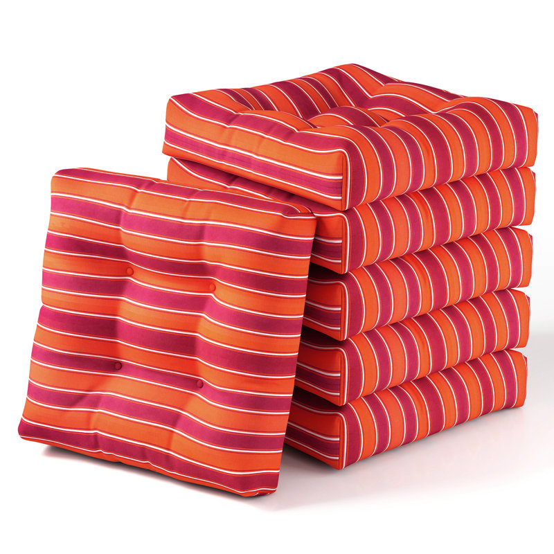 Set of 6 21'' x 21'' Chair Seat Cushion Pads Patio Orange & Red, 6