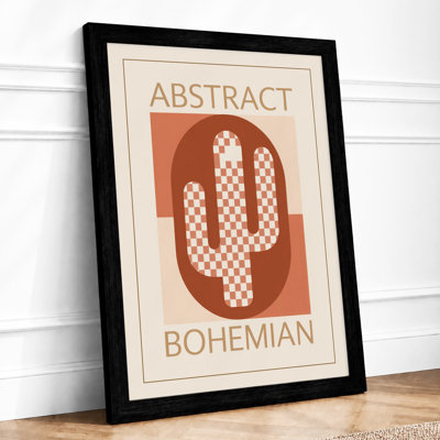 Abstract Bohemian Cactus Geometric 1 Piece Single Picture Frame Wall Art