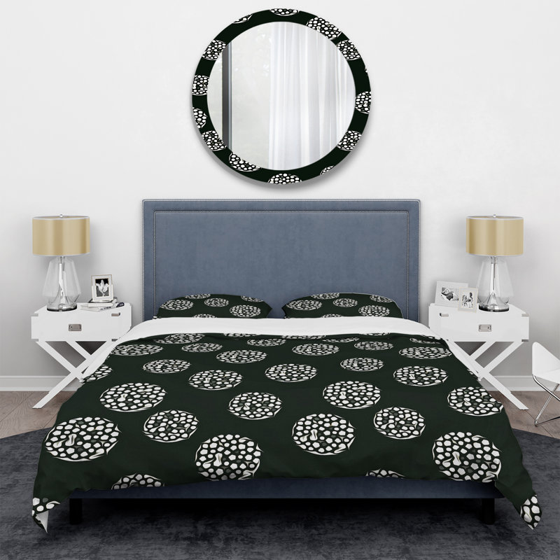 Ensemble de housse de couette en microfibre blanc / noir 3 pièces, Housse de couette double / grand + 2 taies décora