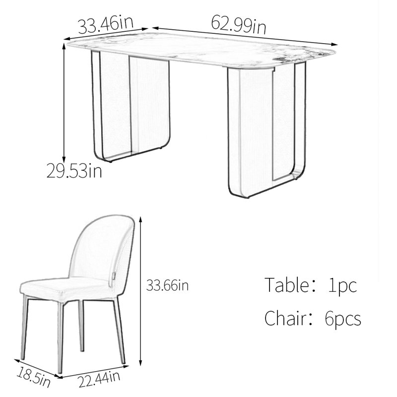 Light luxury high-end dining table set, 7