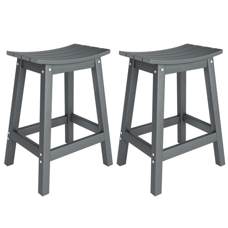 Ensemble de 2 tabourets de bar d'extérieur, Gris, Tabouret de comptoir (siège d'une hauteur de 23,4