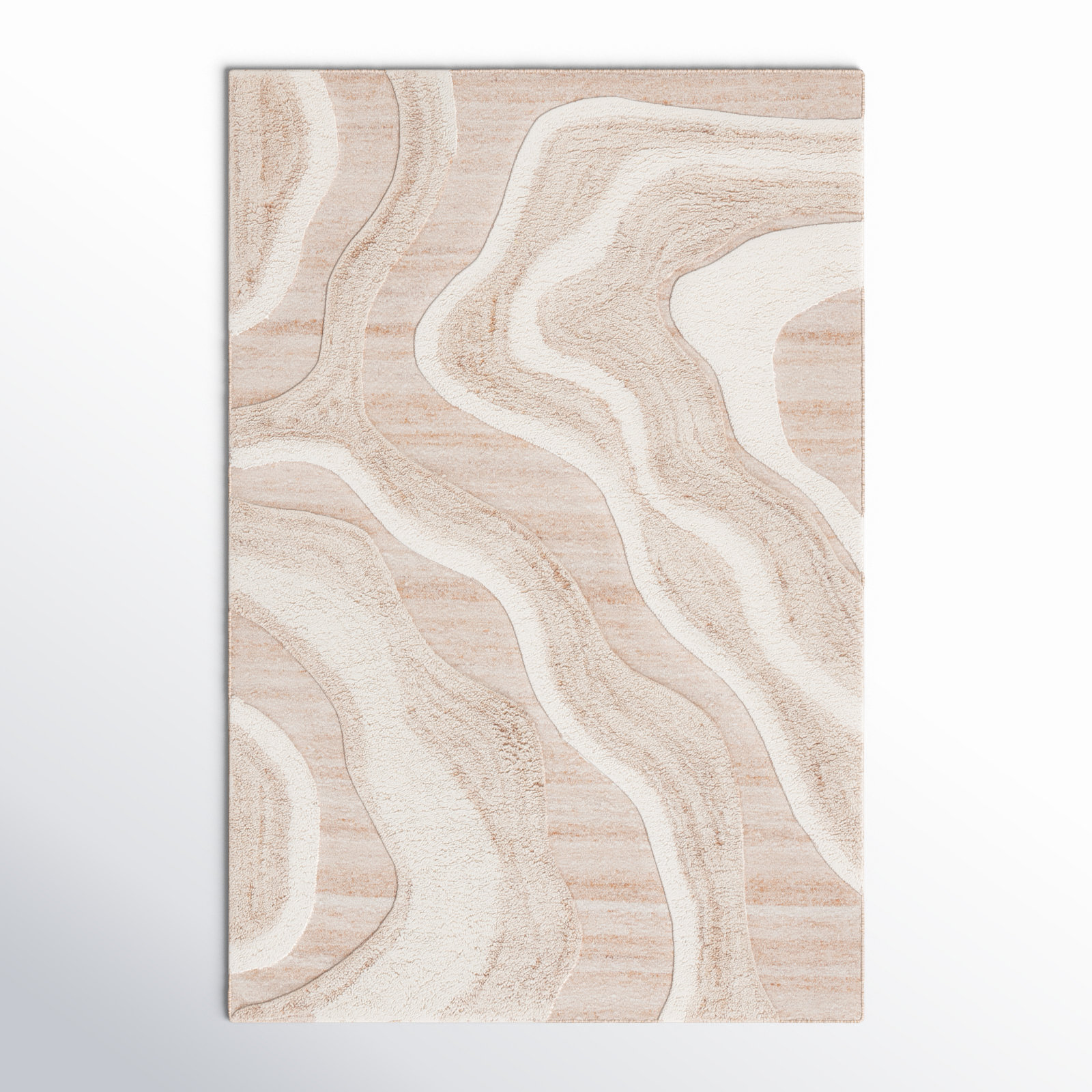 Lyonel Ivory Brown Abstract Rug, Rectangle 4' x 6'
