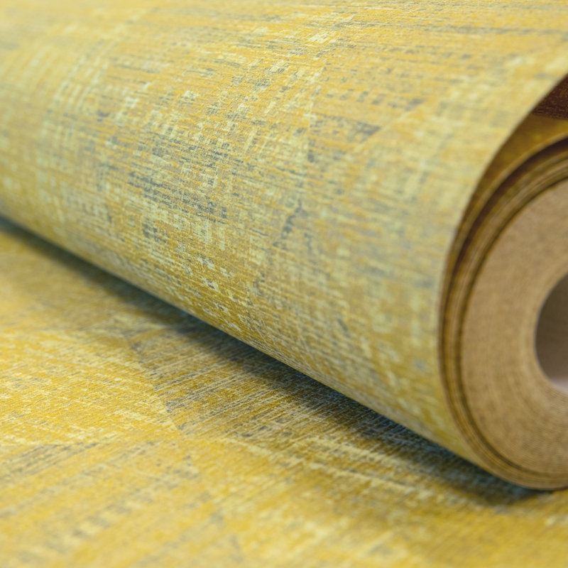 Pepper Sheen Finish Geometric Diamond Raffia Wallpaper Roll, Yellow