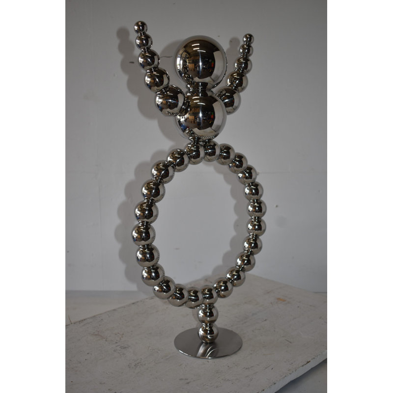Modern Abstract Chrome Happy Man Statue 14" x 6" x 26"