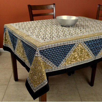 Floral Square Geometric Cotton Tablecloth