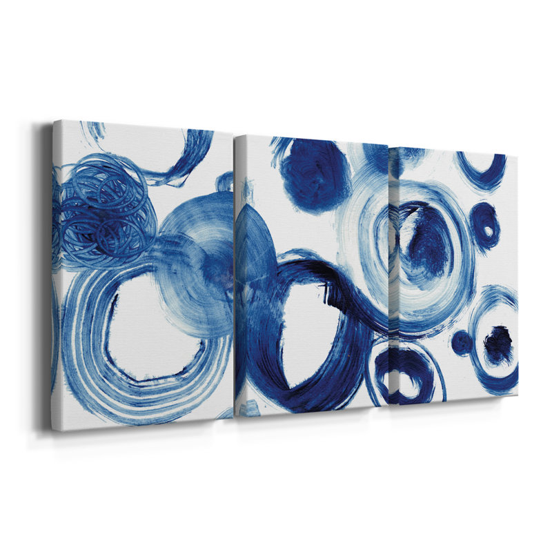 Blue Circle Study IV - Toile tendue avec châssis de qualité supérieure - Prêt à être accroché, H 12 po x l 24 po x P 1 po