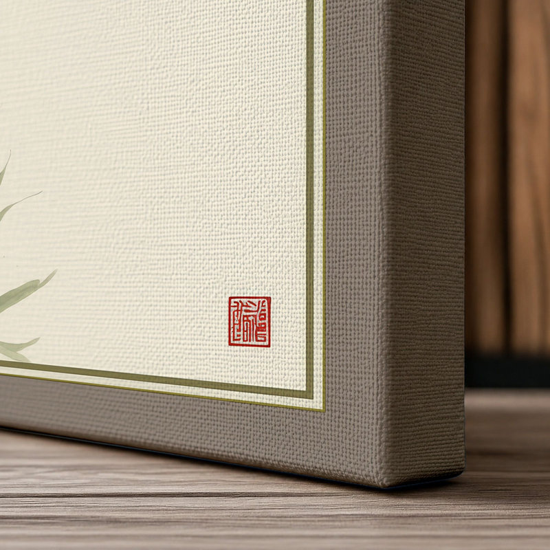 Bamboo in Silence Japandi - Wrapped Canvas, 30x20 - 76.2 x 50.8 cm, Taupe Border