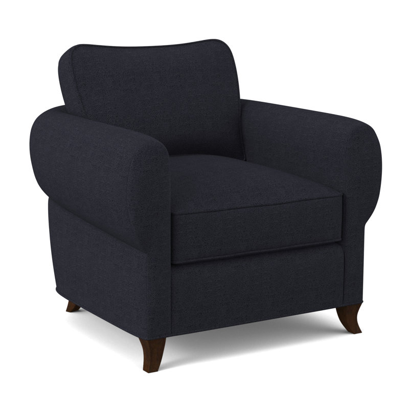 Fauteuil cocon, Noyer noir, 100 % polyester bleu marine Venise
