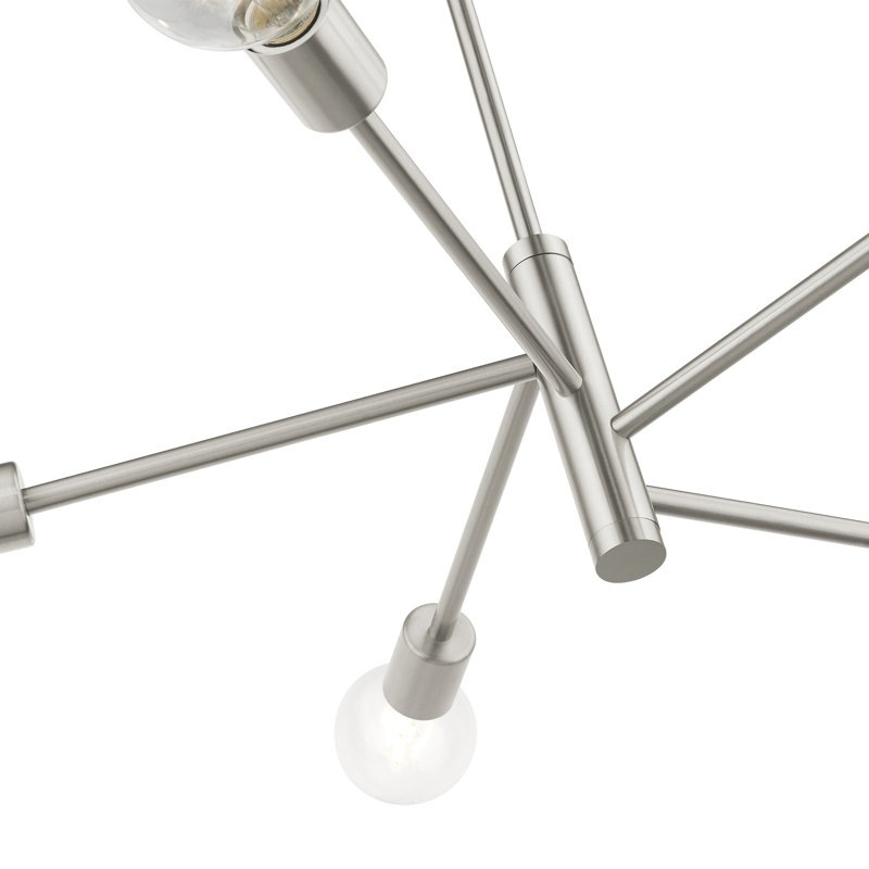 Lustre linéaire moderne à 5 lumières Luvonne, Nickel brossé