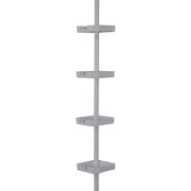 Better Living Hirise 4 Tension Shower Caddy with Mirror - White