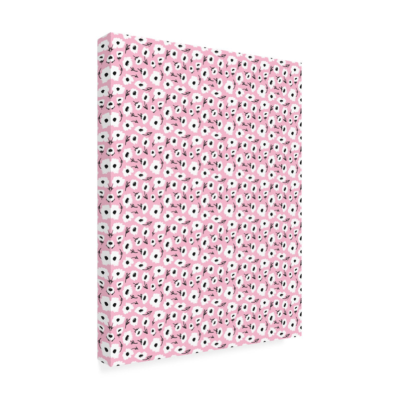 Caislin, fleurs mignonnes sur fond rose, H 24 po x l 18 po x P 2 po