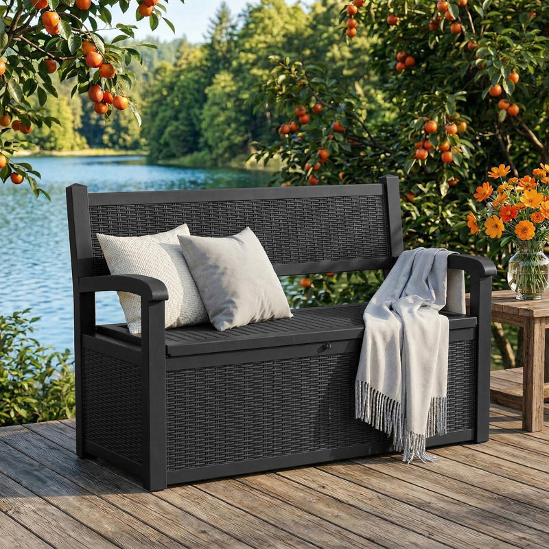 Boîte de rangement pour terrasse 70 gallons, Noir