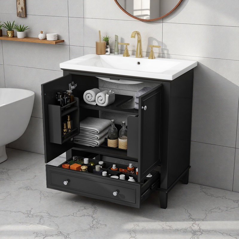 30" Bathroom Vanity Without Sink, Black